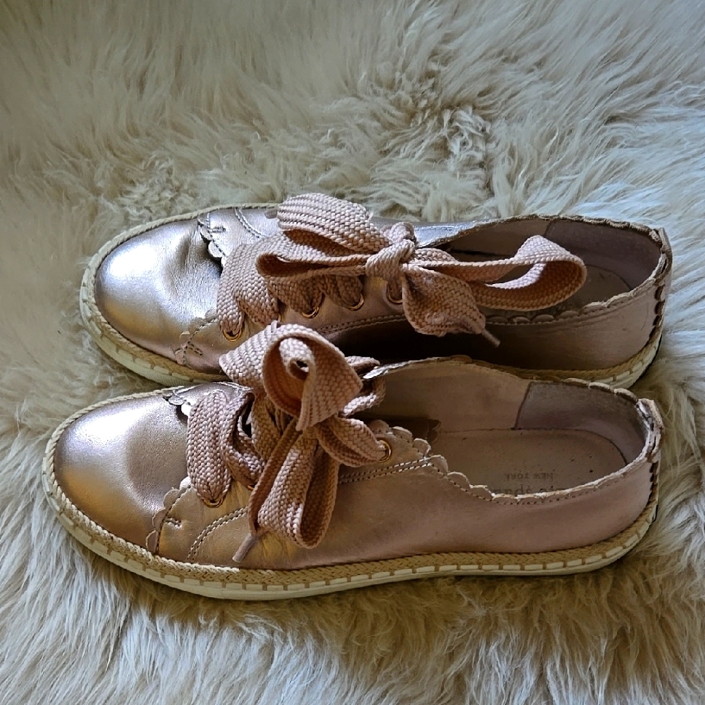 Kate Spade LENA, Metallic Rose Gold Sneakers, Size 8